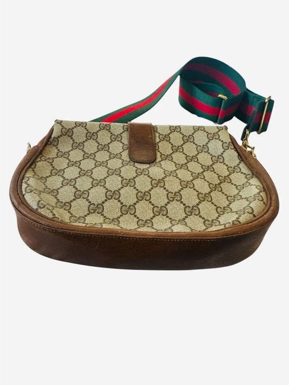 Gucci Jackie Beige Brown GG Supreme Crossbody with Signature Web Strap